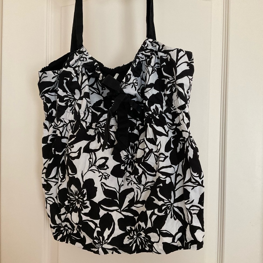 Ann Taylor Black and White Floral Halter Camisole
